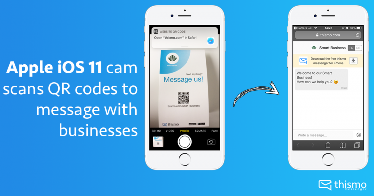 thismo messenger blog: Apple iOS11 cam scans QR codes to message with businesses